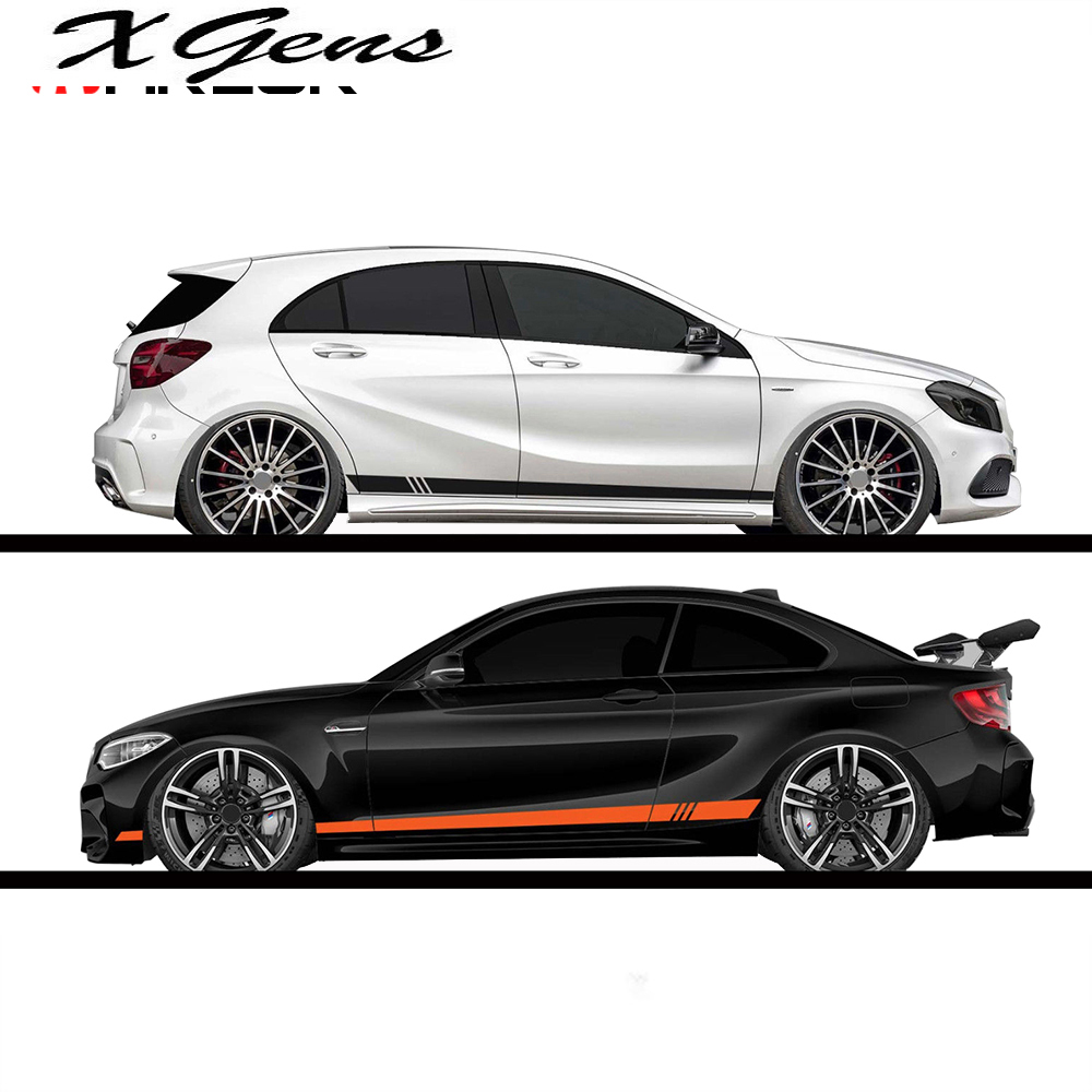 

2pcs/lot 220x8cm Stripe Style Side Stripes Car Both Body Stickers Decal Car Wrap Vinyl Film Automobiles Products Car Accessories, Other
