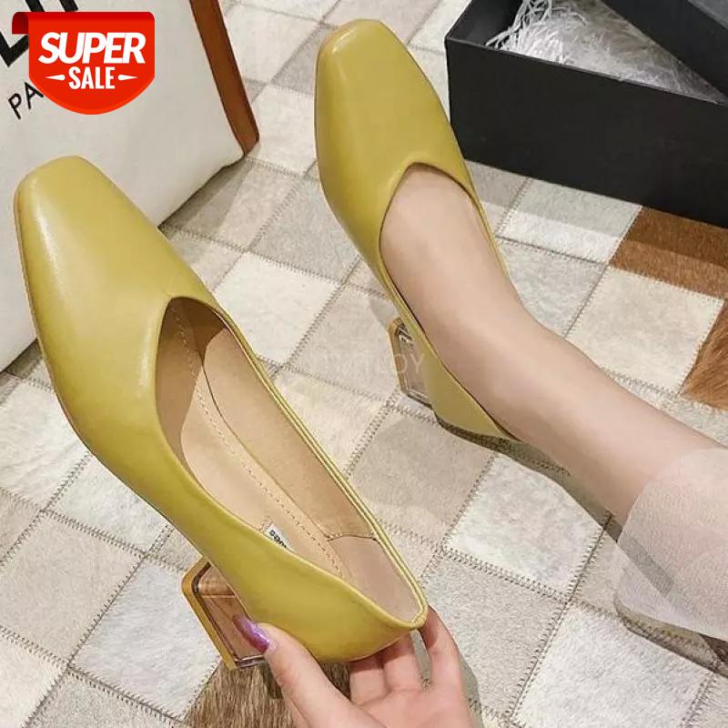 

Square Head Shoes Square Heel Wild Shallow Mouth Women's Shoes Work Pumps Zapatos De Mujer Plataforma Tacones Mujer #m326