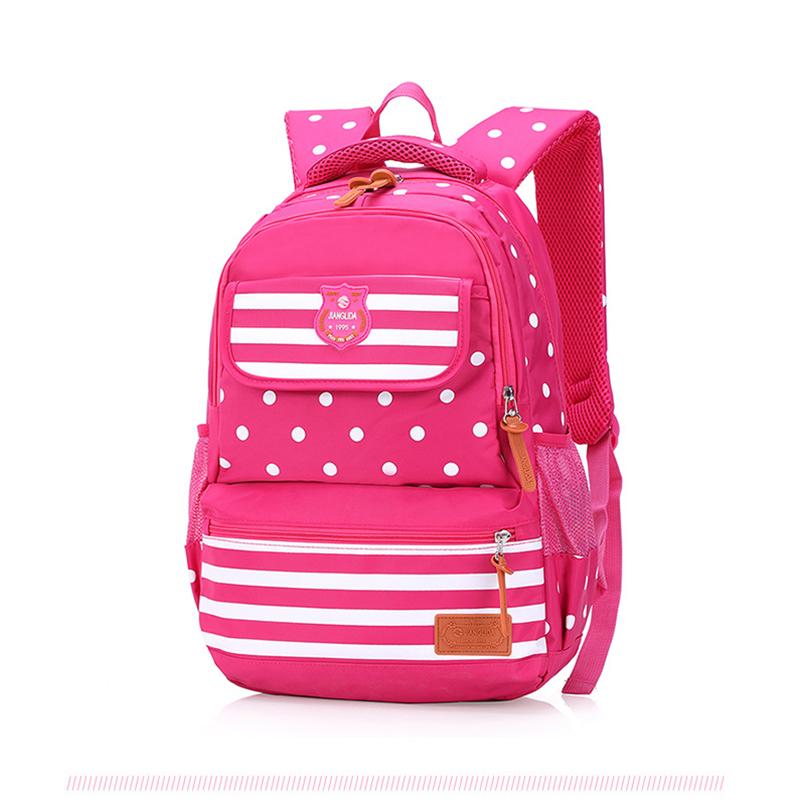 

School Bags Girls For Kids Backpack Child Princess Primary Schoolbag Children Oxford Solid Large Fashion Dot Stripes Bookbags, Black