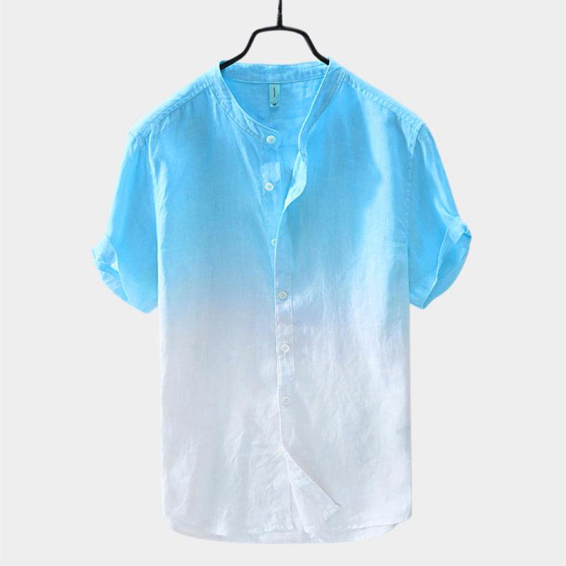 

Men's Casual Shirts Combat Shirt Short Sleeve Men's Hanging Collar And Summer Cotton Dyed Athletic Compression Sport Running Long T Shir, Yellow