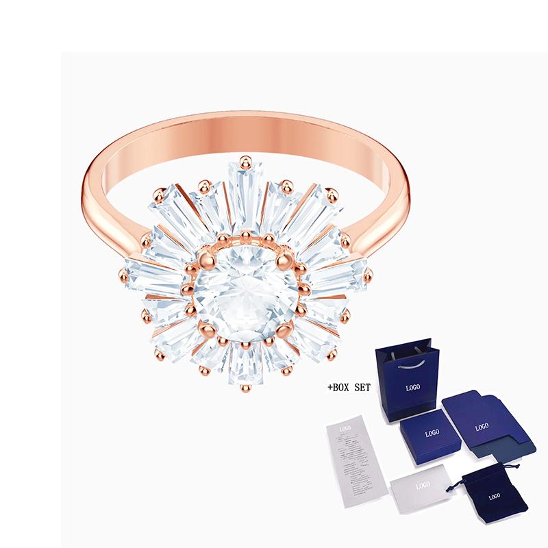 Cluster Rings Fashion Jewelry SWA SUNSHINE Ring With Sun Crystal Women Symbolizing Love And Warm Care Luxury Engagement Gifts-image-721118727