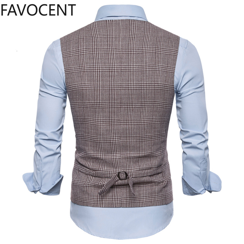 

2021 New Mens Suit Fashion Fit Thin Plaid Men Tops Slim Business Vest Waistcoat Man England Style Male Leisure Suits L637, Dark gray