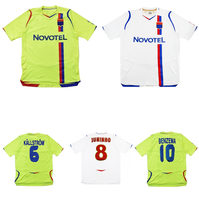 

2008 2009 Lyon retro soccer jersey 08 09 Juninho Benzema Grosso Govou Cris Lacazette Pjanic Toulalan vintage classic football shirt, Home jersey