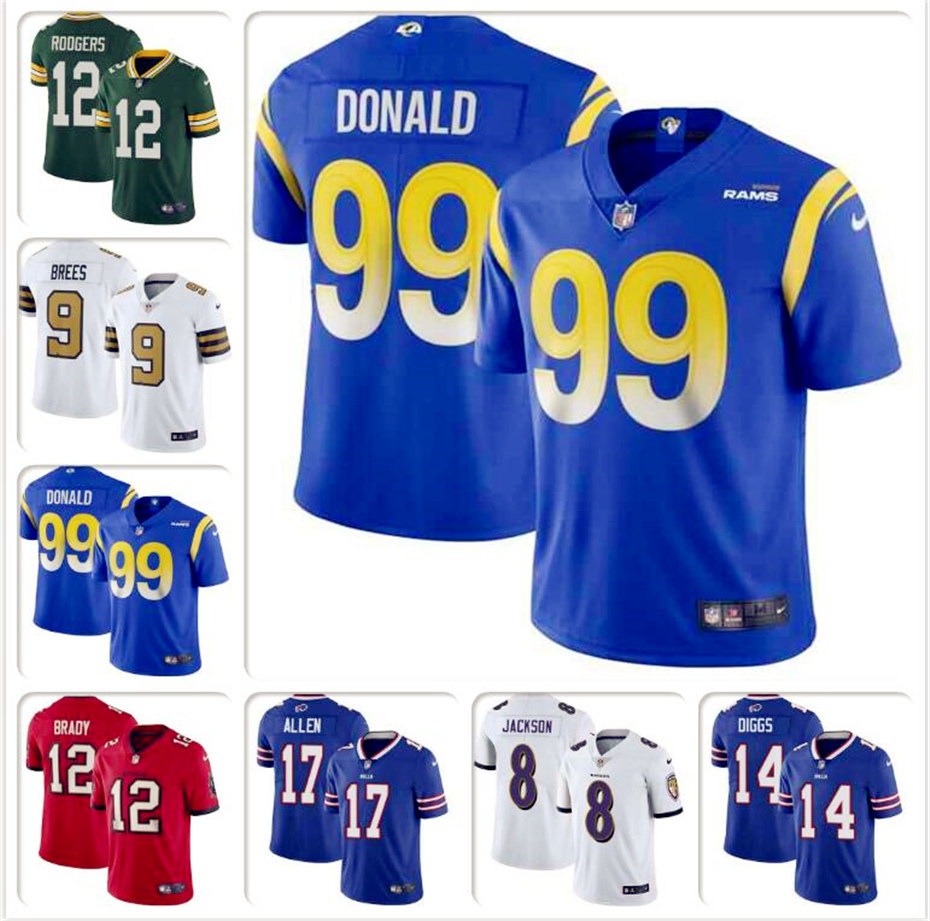 

Patrick Mahomes Nick Chubb Jersey Aaron Rodgers Baker Mayfield Lamar Jackson Josh Allen Tom Brady Drew Brees Aaron Donald jerseys elite, Blue