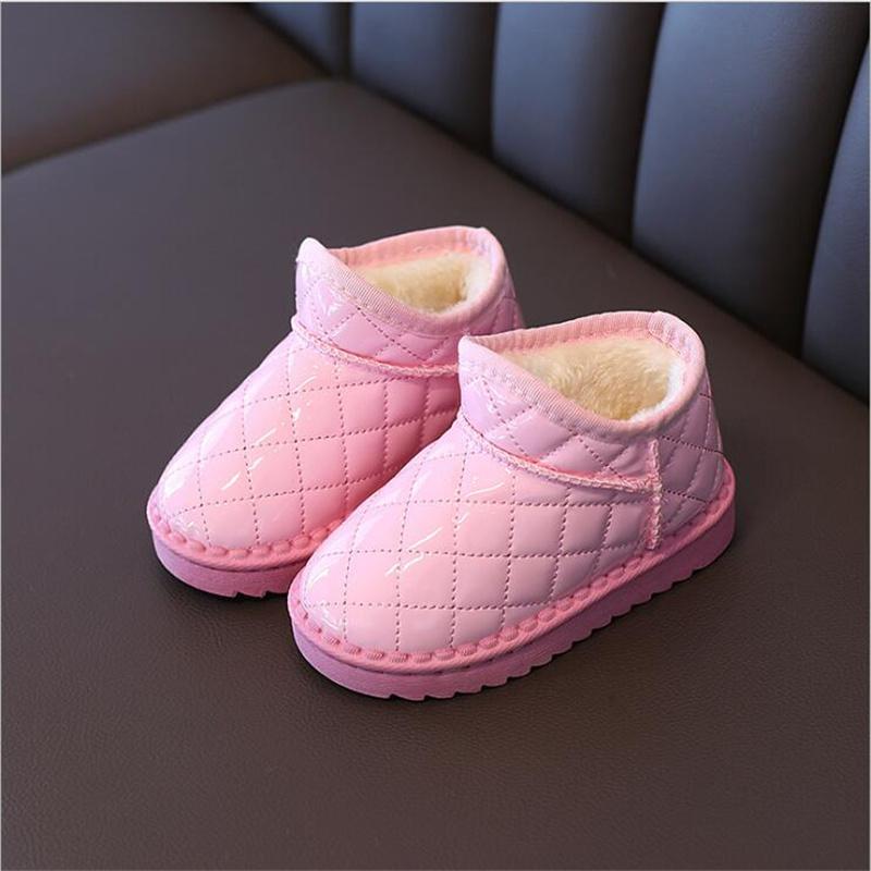 

Boots 2021 Child Snow Winter Plus Velvet Thickening Leather Boys Girls Waterproof Non-slip Low Tube Warm 26-37