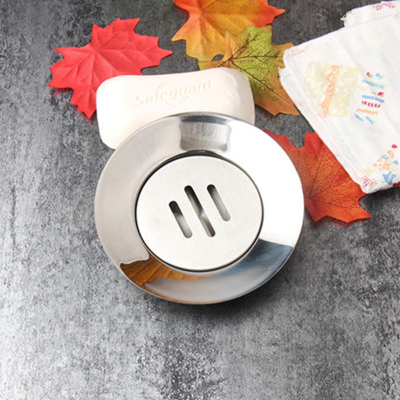 

Running Shorts Round Soap Dish Stainless Steel Holder Bathroom Shower Double Layer Draining Box(Silver/12x12cm)