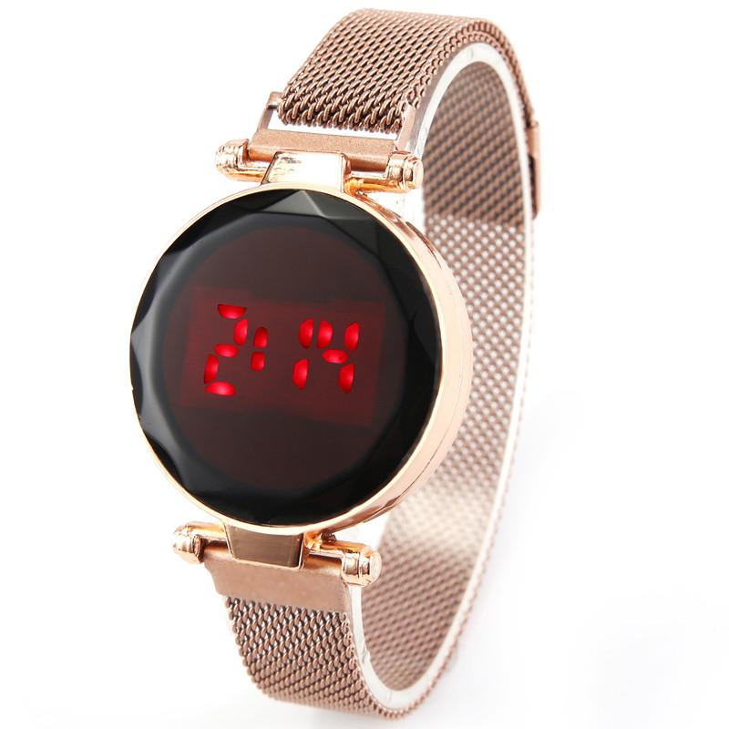 

Wristwatches 2021 Women Electronic Watch Digital Watches Magnet Buckle Strap Ladies LED Female Clock Zegarek Damski, Gold