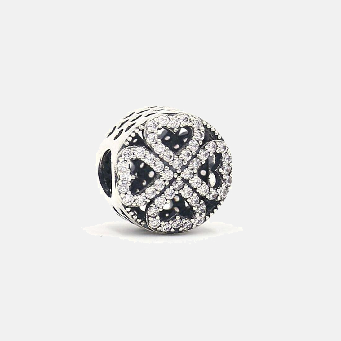 

Fine jewelry Authentic 925 Sterling Silver Bead Fit Pandora Charm Bracelets Love Four-leaf Clover Safety Chain Pendant DIY beads, Bronze;silver