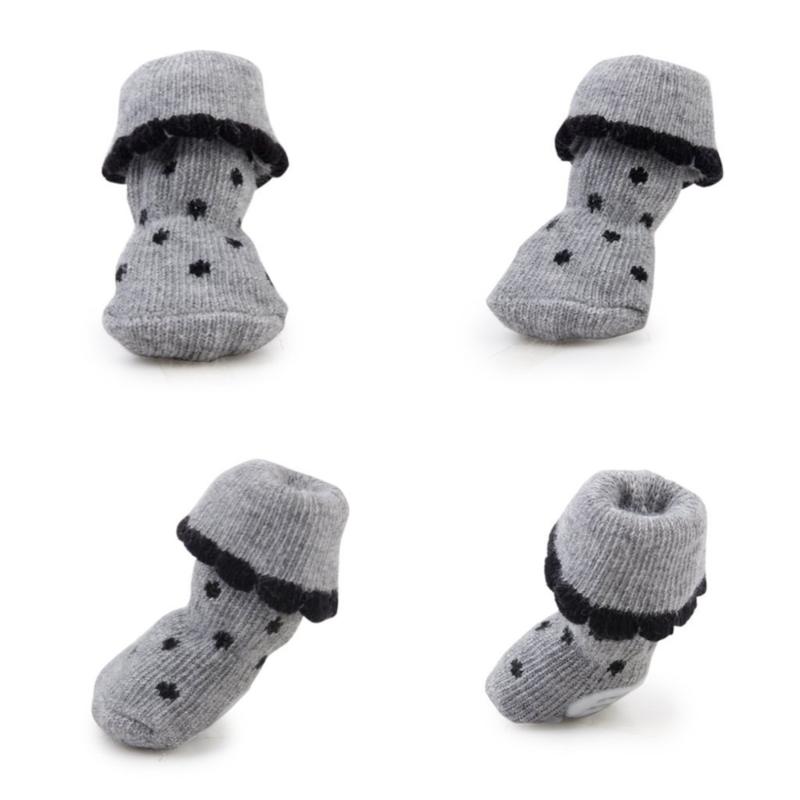 

4pcs Pet Dog Puppy Cat Non-Slip Socks with Rubber - Size (Grey, Size l