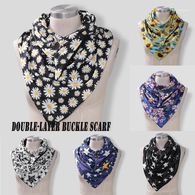 

Scarves Scarf Women Fashion Star Daisy Flowers Printing Button Soft Wrap Casual Warm Shawls Multi-purpose Shawl Scarf#g301