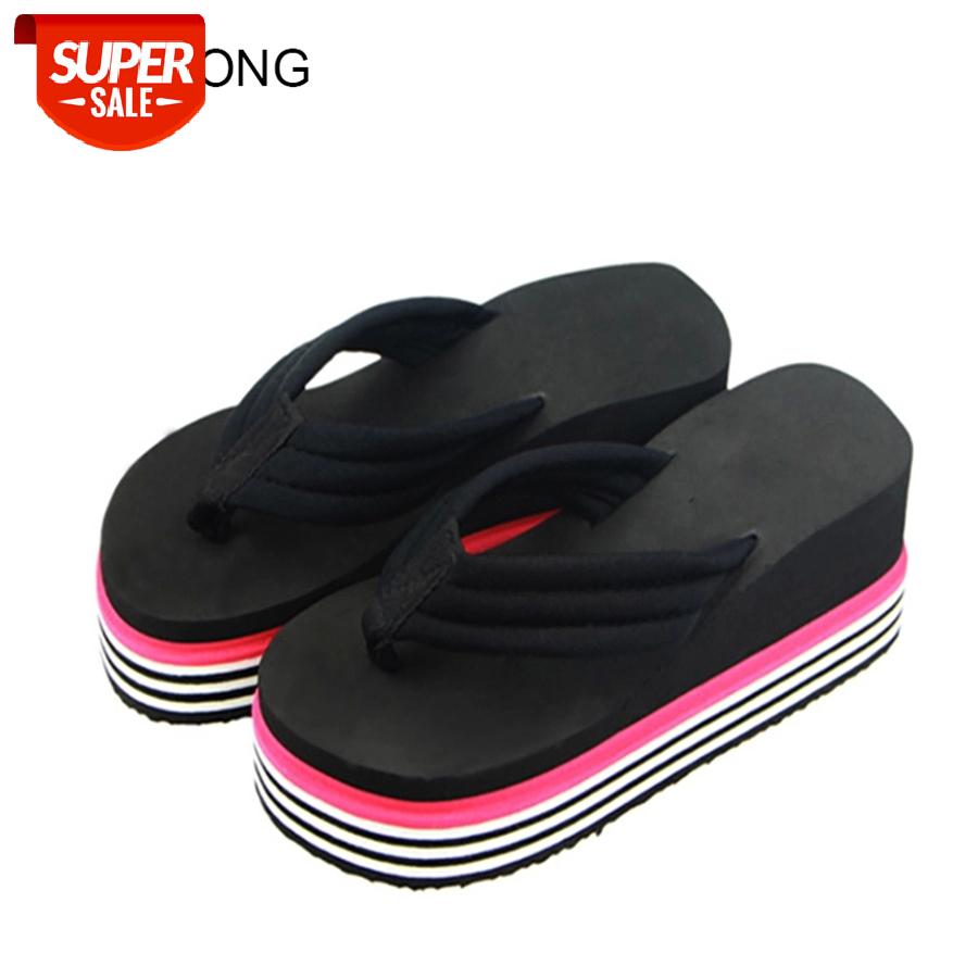 

LCIZRONG Summer Women Sandals 5 Colors Beach High Platform Shoes Mixed Colors Leisure Flip Flops Non-slip Casual Sandals Female #1k31, Black