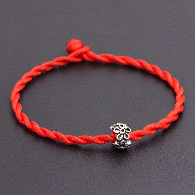 

Charm Bracelets 2021 Red Thread String Bracelet Lucky Handmade Rope Five Leaf Flower Beads For Women Men Jewelry
