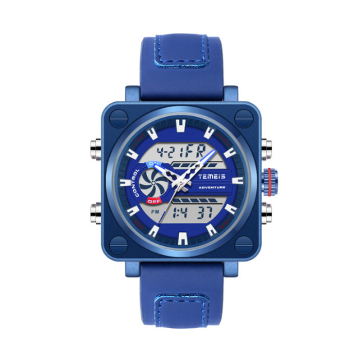 

TEMEIS Square Multifunctional Electronic Mens Watches High Hardness Stainless Steel Case Led Watch Stopwatch Timing Man Wristwatches, No send watch for shipping
