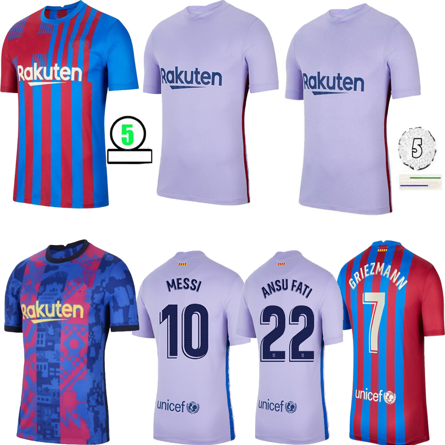 

21 22 BARCA soccer jerseys Messi Barcelona 2021 ANSU FATI GRIEZMANN BRAITHWAITE PEDRI DE JONG COUTINHO Football shirt Men Kids Kit uniform, Black