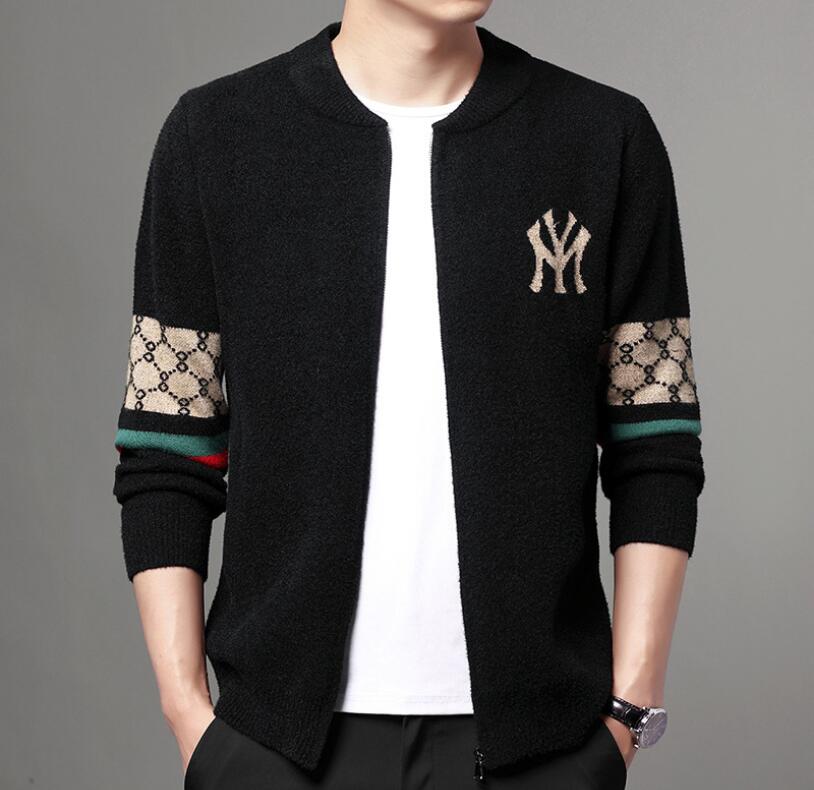

2021 autumn and winter new men's knitted cardigan baseball collar zipper jacquard casual loose jacket jacket men, W1