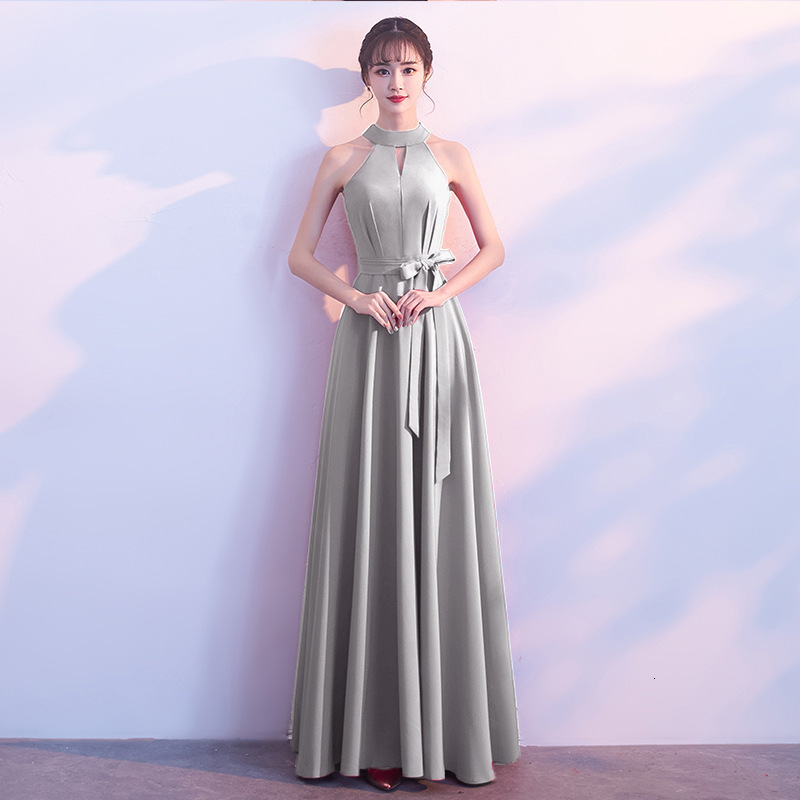 

Women Sexy Out Sleeveless Banquet Gown Gray Long Pleated Dresses Sweet Bow Trim Elegant Formal Party Dress G3t4, Black-medium length