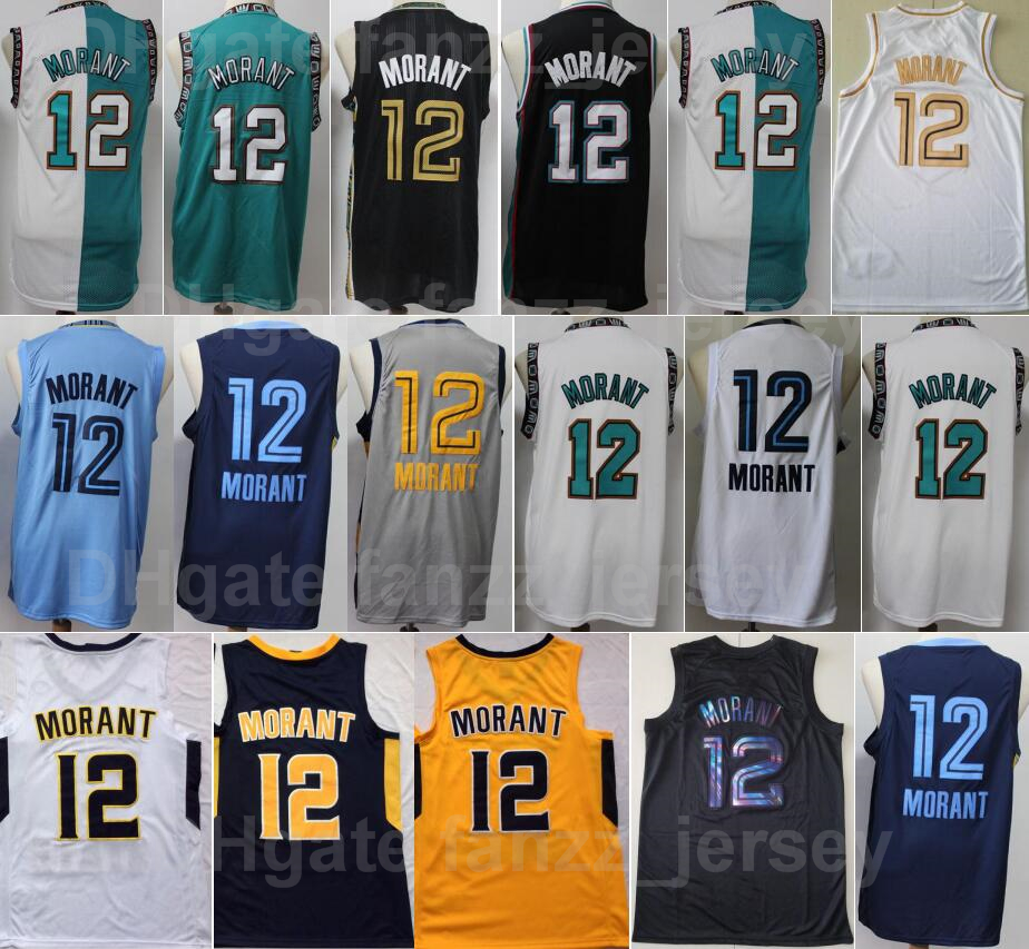 

Men Ja Morant Basketball Jersey 12 College Murray State Racers For Sport Fans Old Vancouver Turquoise Green PRO Black Navy Blue White Grey Breathable Top Quality