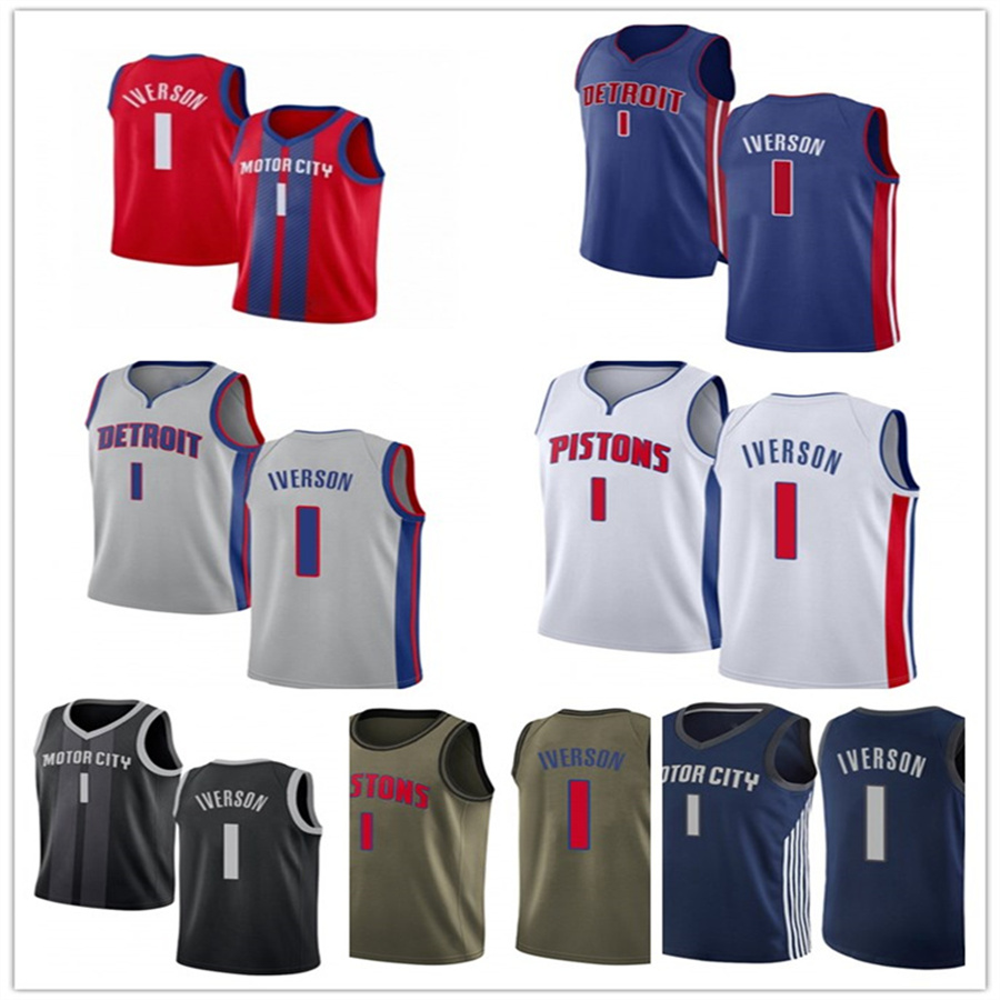 

2021 Allen custom men women youth 1 Iverson piston basketball jerseys red Blue jersey leave number name, Black;red