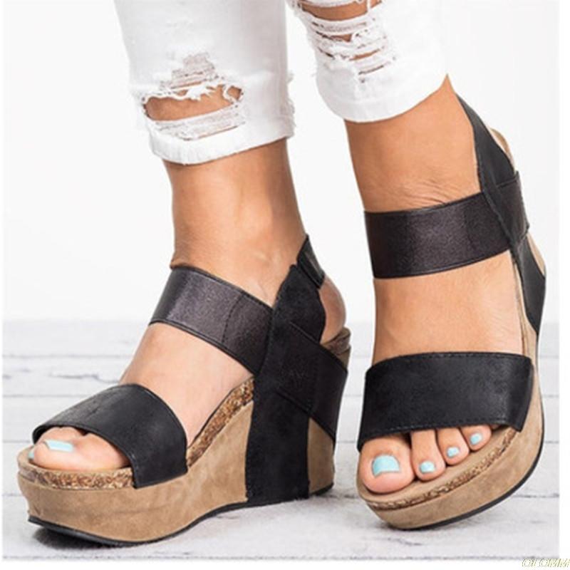 

2021 Fashion Summer Platform Sandals Women Sandal Wedges Shoes Casual Woman Peep Toe Black Platform Sandals