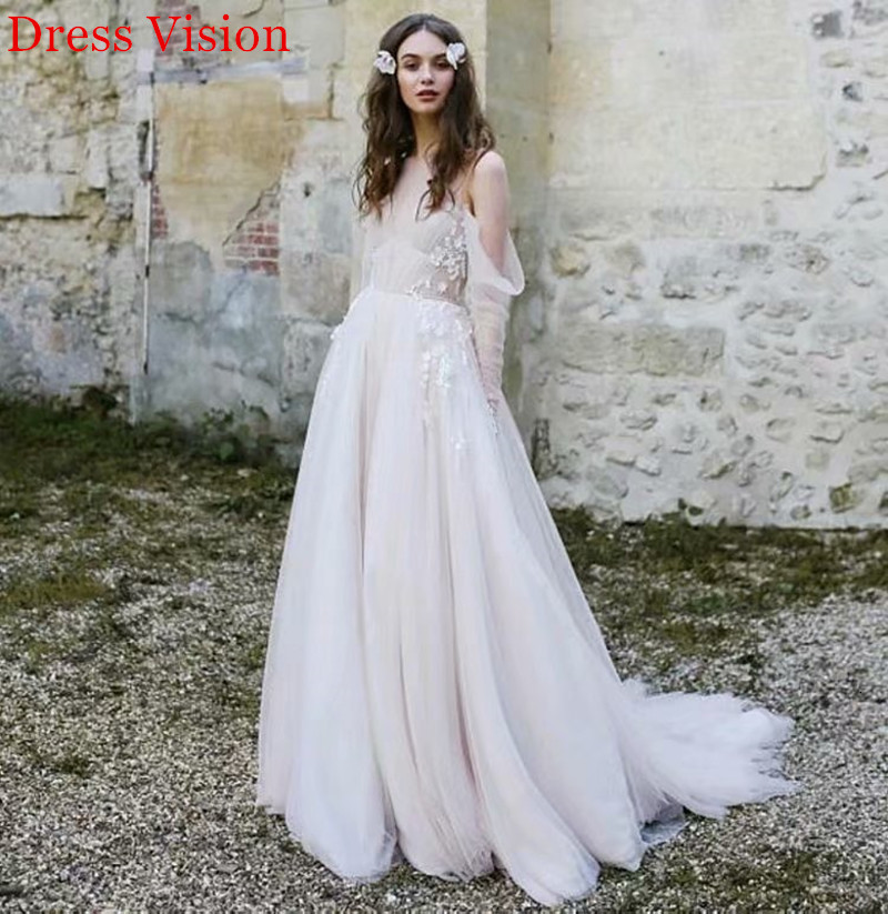 

2021 Boho Lace Appliques Tulle Sleeves Vestido Noiva Wedding Robe Soiree Bride to Be Vestidos De Fiesta Mcj4, Same as image