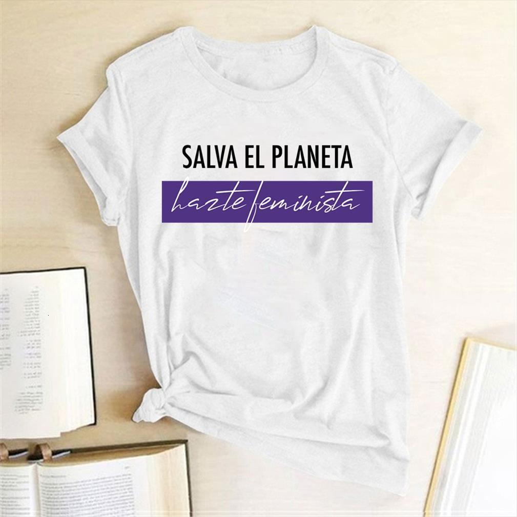 

salva el planeta harte feminist mens letter print men short sleeve casual loose summer shirts woman tees, White;black