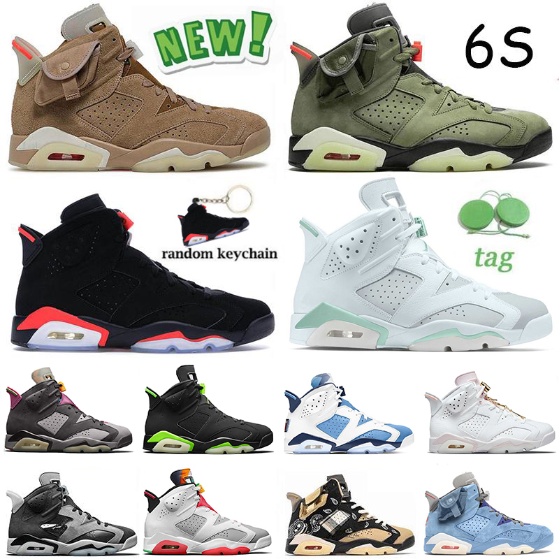 

Jumpman 6 6s Travis Scott Men Basketball Shoes Tiffany Blue Gold Hoops BRITISH KHAKI Black Infrared UNC Electric Green Bordeaux Trainers Sports Sneakers Size 47, B22 unc 36-47
