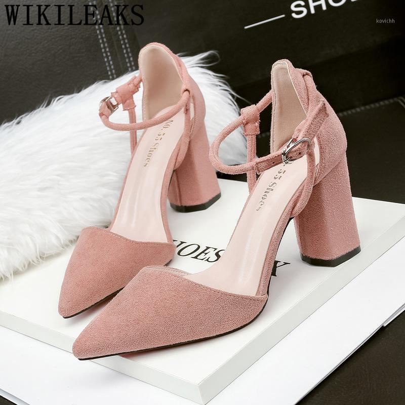 

Mary Jane Shoes Sexy Sandals Block Heel Tacones Pointed Toe High Heels Black Pumps Woman Luxury Fetish Dress