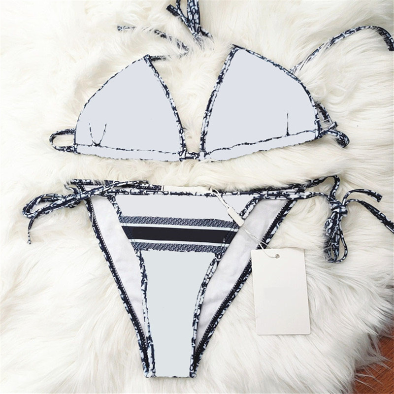 

Classic Letter Swimwear Stylish Striped Sexy Bikini Set Off Shoulder Backless Bikini Fashion Beach Swimsuit Women Sports Bathing Suit, Black