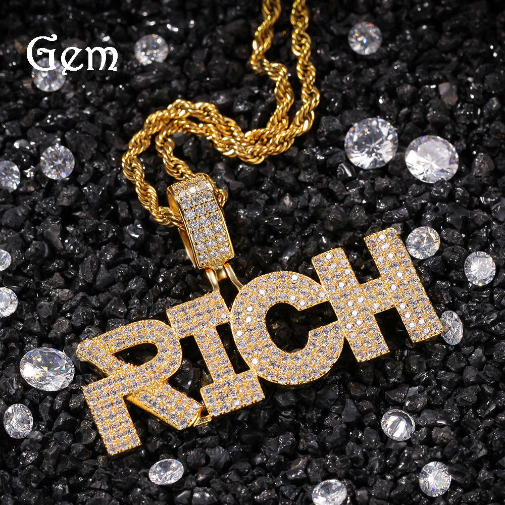 

Hip hop rich zircon necklace for men and women