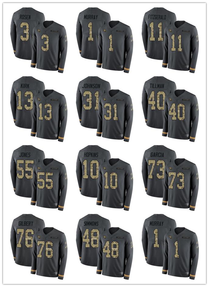

Arizona Cardinals 1 Murray Hopkins Fitzgerald Tillman Simmons Warner Johnson Anthracite Salute to Service Limited Therma Long Sleeve, Black;red