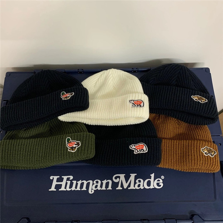 

2021 New Human Made Beanies Caps Men Women Duck Embroidery Skateboard Hat Beanie Bonnets Wholesale 6abg, 19