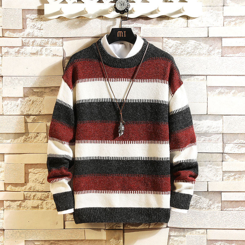 

2021 New Sweaters Men's Striped Long Sleeves Autumn Winter Pullover Knitted O-neck Plus Oversize 5xl E8hj, Jm20428 4