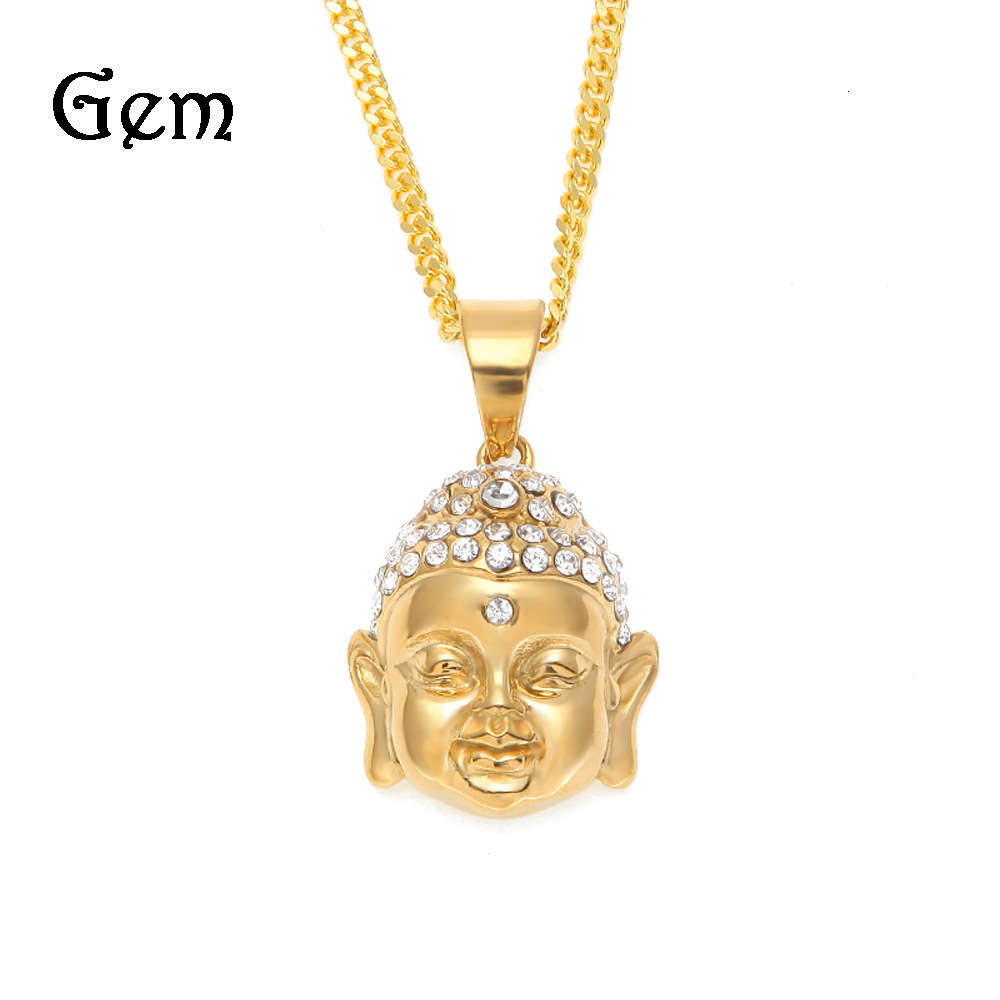 

New stainless steel trendy men's Necklace Gold Plated Buddha Pendant