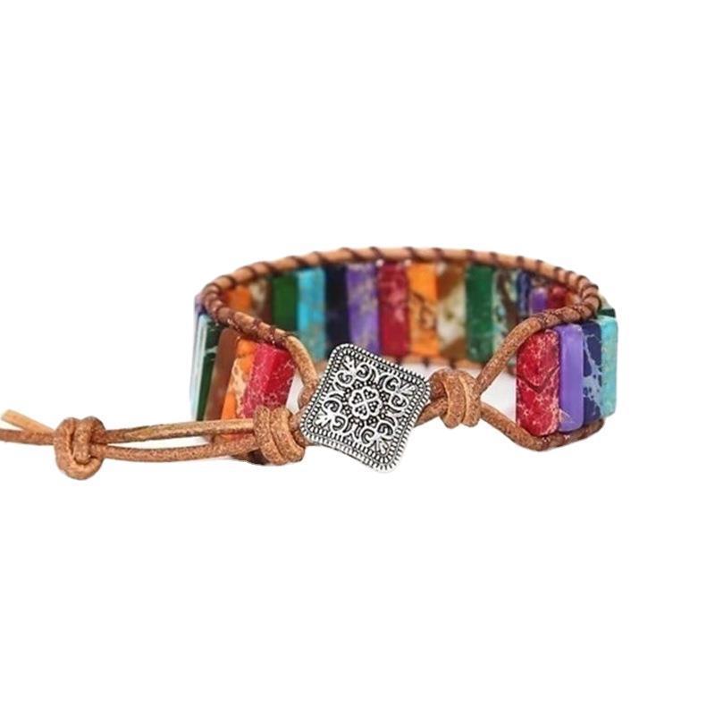 

Weini Color Imperial Stone Bracelet Hand Woven Cowhide Rope Stone Jewelry