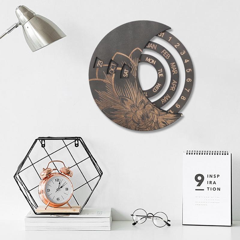 

2021Creative Round Rotatable Perpetual Calendar Wall Hanging Crafts Decorative Xmas Gift Christmas Advent Calendars Board Gifts