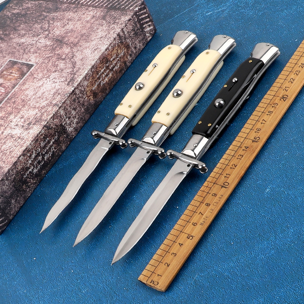 

9 inch black EDC Italian style guardian sacred folding knife automatic knife 440C stainless steel camping knife