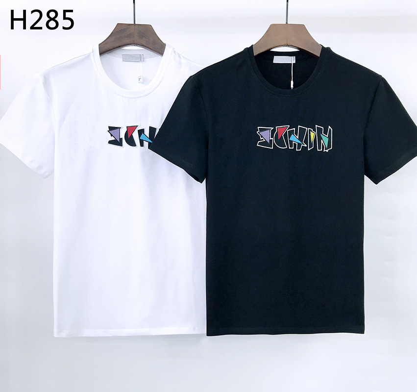 

2021 Men's Short Sleeve T-Shirt Large or Medium Size M-3XL Black and White Two Colors Embroidered Labels Boys Classic Business Casual T, White;black