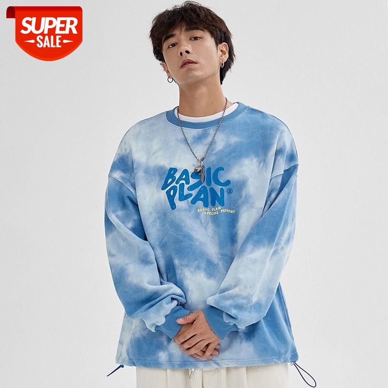 

New Arrival Japanese Style Tie-Dye Process Printed Fashionable Men's O-Neck Sweatshirts Casual Long-Sleeves Outerwear Sportwear #Sd27, Black