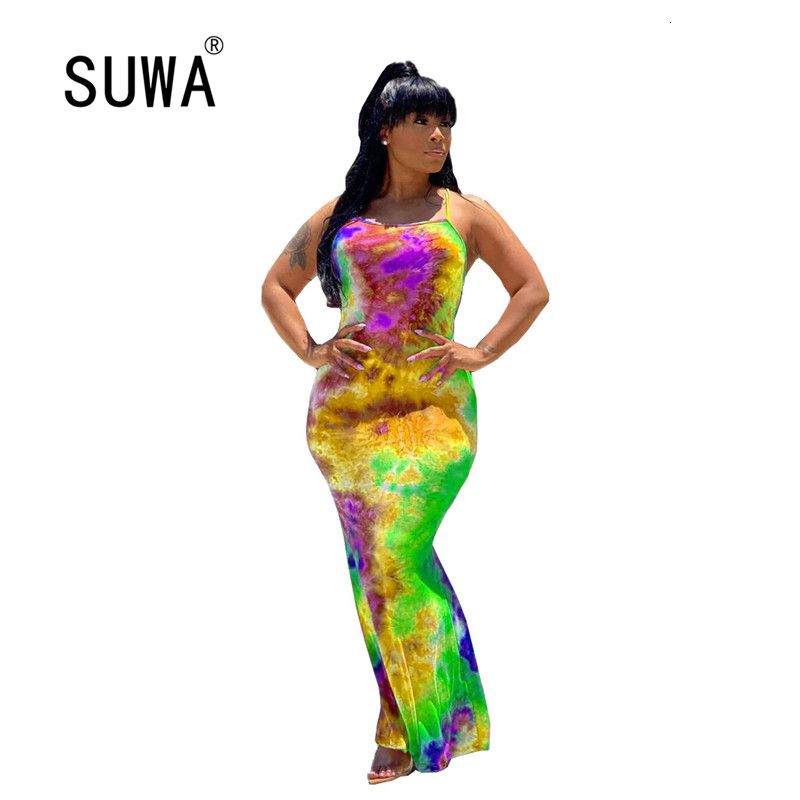 

2021 Women Es Summer New Arrival Colorful Print Sheath Spaghetti Strap High Waist Elegant Bodycon Wedding Party 4l9s, Yellow