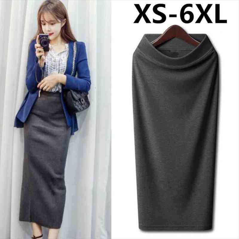 

Autumn Winter Skirt Women Long Skirt Thick High Waist Pencil Ladies Elegant Slim Plus Size Woolen Skirts Women Xs 6x, Black