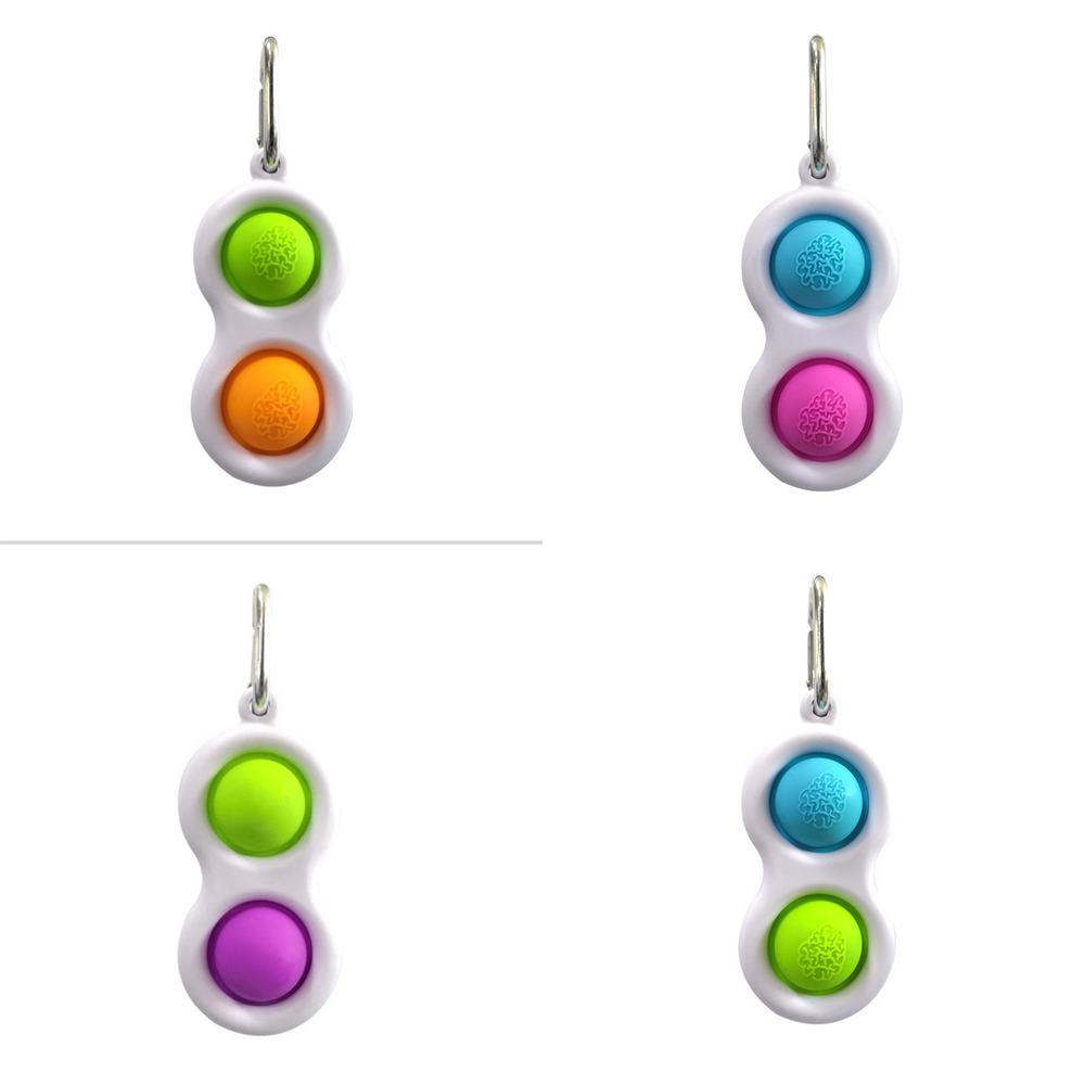 

Printed Push Pop Fidget Sensory Toy Simple Dimple Key Ring 2 Balls Keychain Stress Relief Vent Toy Bag Pendants Finger Game Toy HH3301