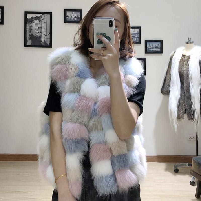 

Women's Fur & Faux Assorted Colors Real White Waistcoat Women Female Nautural Sleeveless Coat Jackets Thick Warm Fashion Vest 2021, Black
