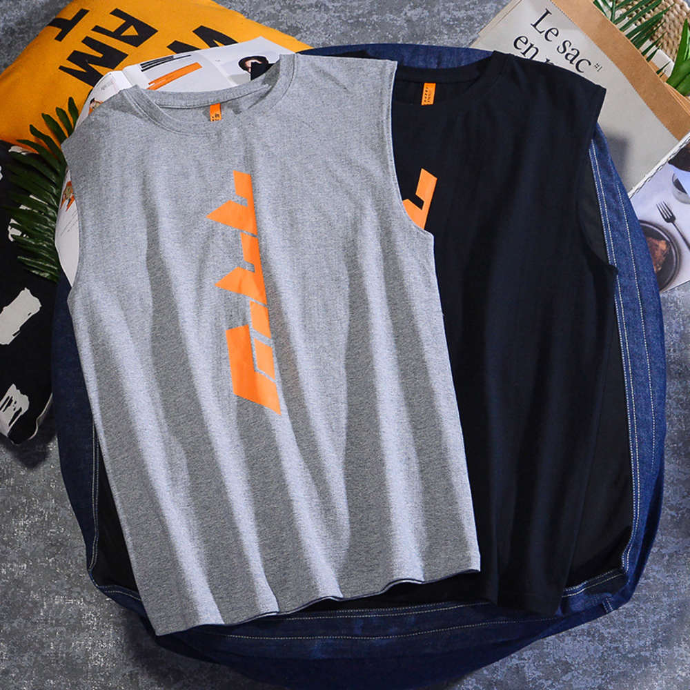 

2020 summer new vest for male students loose pure cotton sports vest fashion brand sleeveless T-shirt for male students