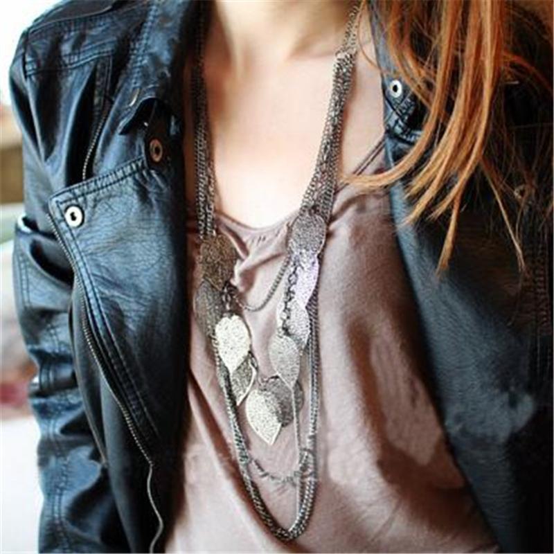 

Chokers Lusion Jewelry Fashion Multilayer Leaf Choker Necklace Gold Sliver Black Color Necklaces& Pendants Woman Extendy Bohemian Bijoux