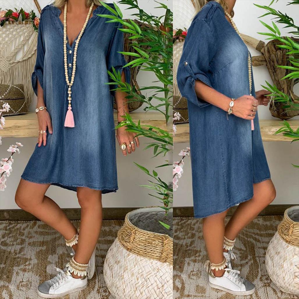 

s0 summer casual jeans women dress denim v neck party for short sleeve roupas femininas, Black;gray