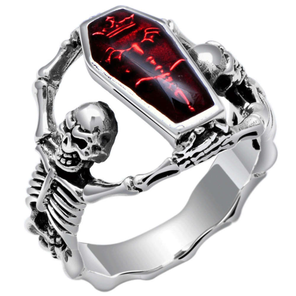 

LKN Thai sier vampire bat Skull men's punk style Ring, Golden;silver