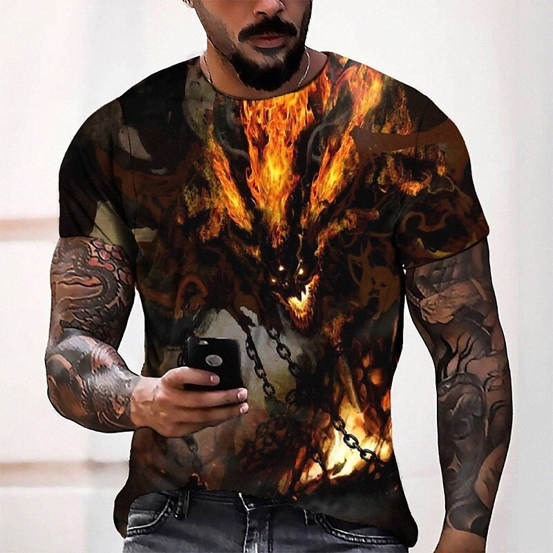 T-shirt Tee T-shirt 3D Imprimer graphique col rond décontracté quotidien quotidien 3D imprimé à manches courtes Haut de la mode Cool confortable