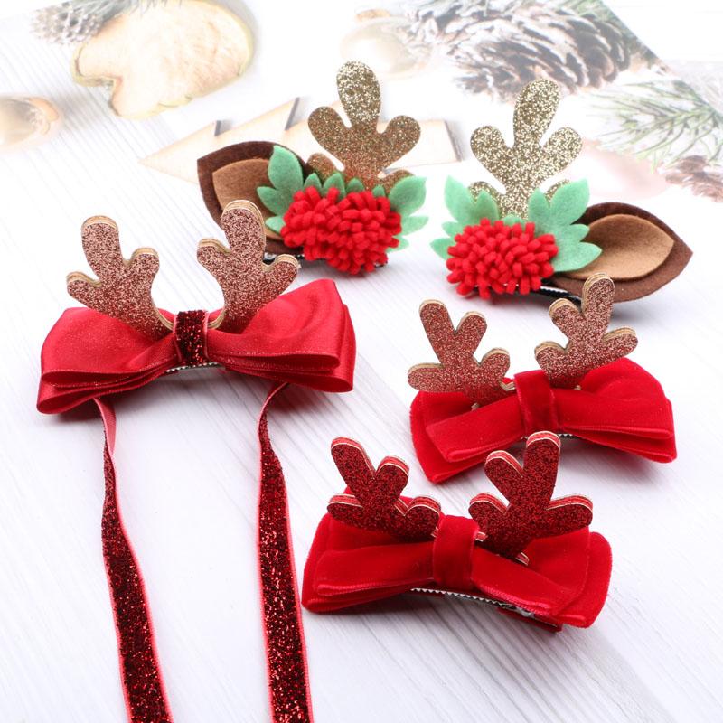 

Hair Clips & Barrettes Christmas Style DIY Jewelry Ribbon Bow Hairpins 10pcs Glitter Red Clip Girls Headwear Headband Garment Decor Party Gi