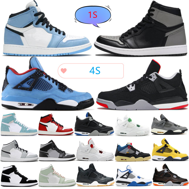 

2022 High Quality Basketball Shoes 1 1s Bordeaux 4 4s White Oreo University Blue Dark Mocha Cat Bred Patent Hype Royal Twist Obsidian UNC Mens Women Trainers Sneakers, Box