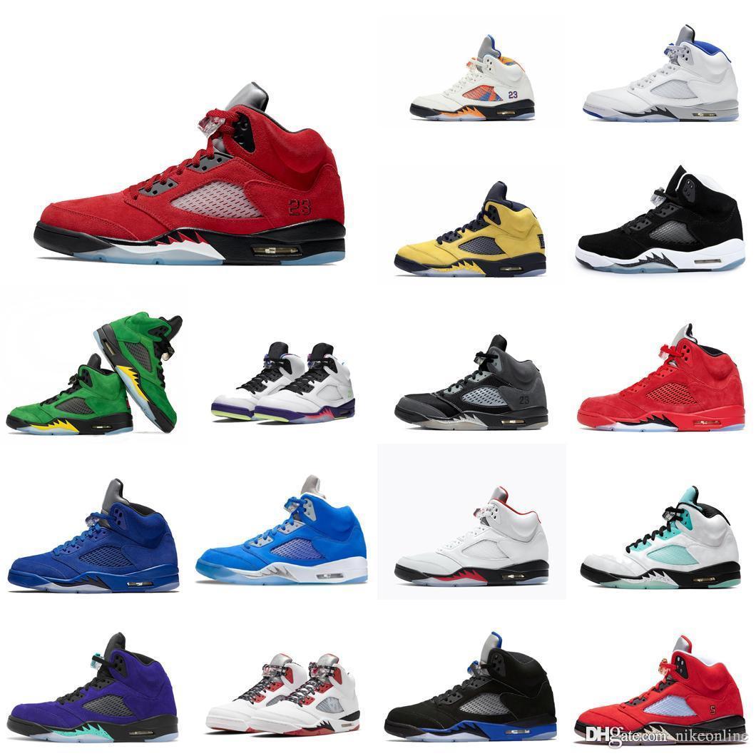 

Retro mens 5s jumpman 5 basketball shoes aj55 OG sneakers Oregon ducks Green Yellow Michigan Bel Air Anthracite lebron 20 tennis with box, Red black white